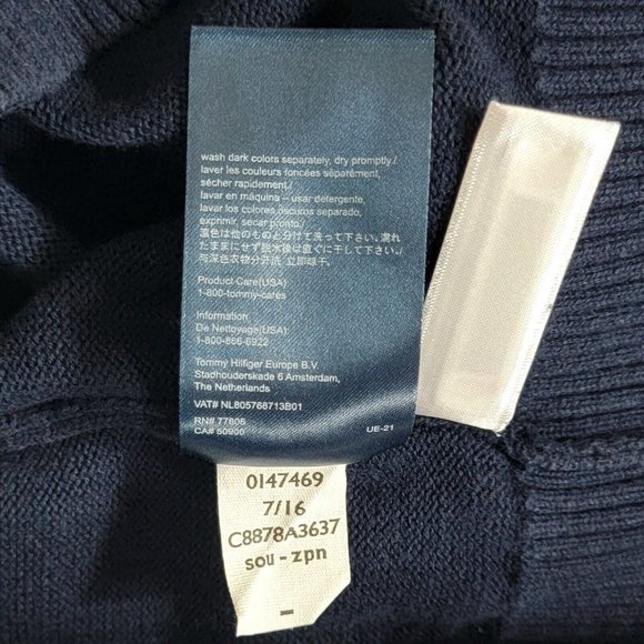 Tommy Hilfiger Sweater Mens XL Navy Long Sleeve 1/4 Zip Cotton Pullover - Picture 11 of 11